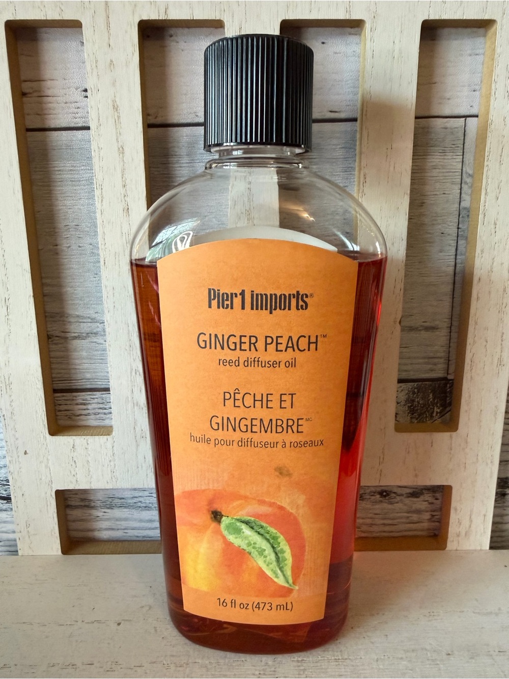 Pier 1 One Imports GINGER PEACH Reed Diffuser Oil 16oz Bottle Refill Rare 85%